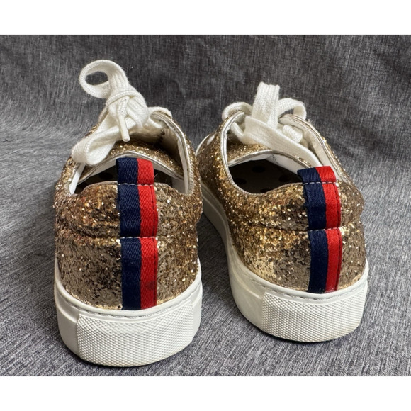 Boden Gold Glitter "Flat Form" Sneakers Lace-Up size 38 - Picture 5 of 7